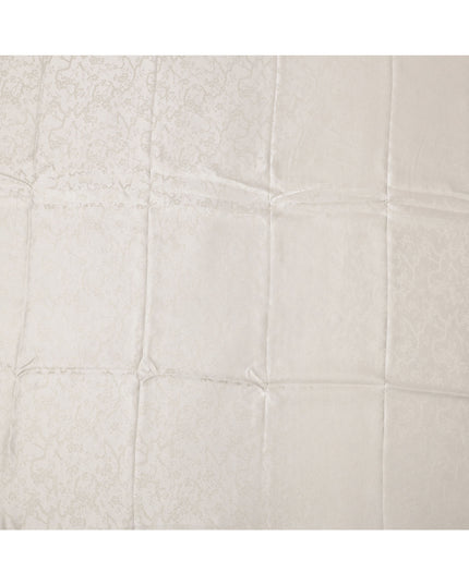 Off White Pure Silk Satin Fabric with Subtle Metallic Finish, 140 Cms Width, China-D25340