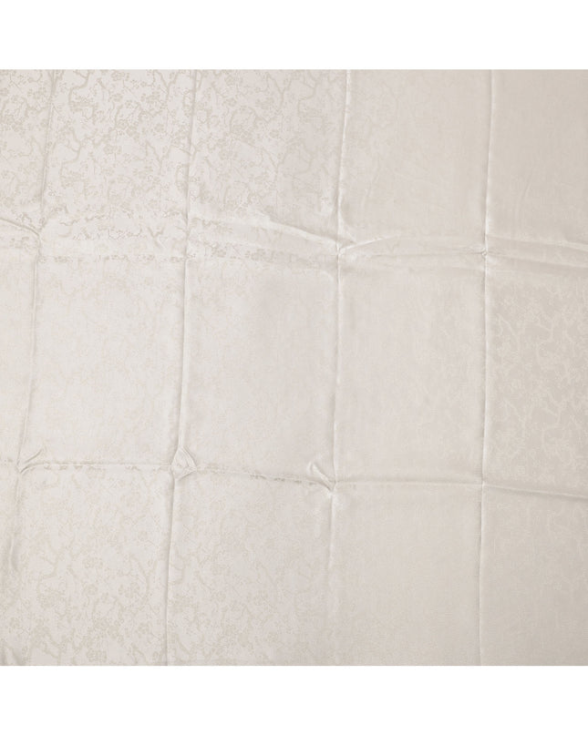 Off White Pure Silk Satin Fabric with Subtle Metallic Finish, 140 Cms Width, China-D25340