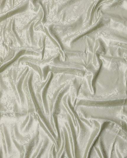 Light Beige Floral Self-Design Pure Silk Satin Fabric 140 Cms Width Made in China-D24890