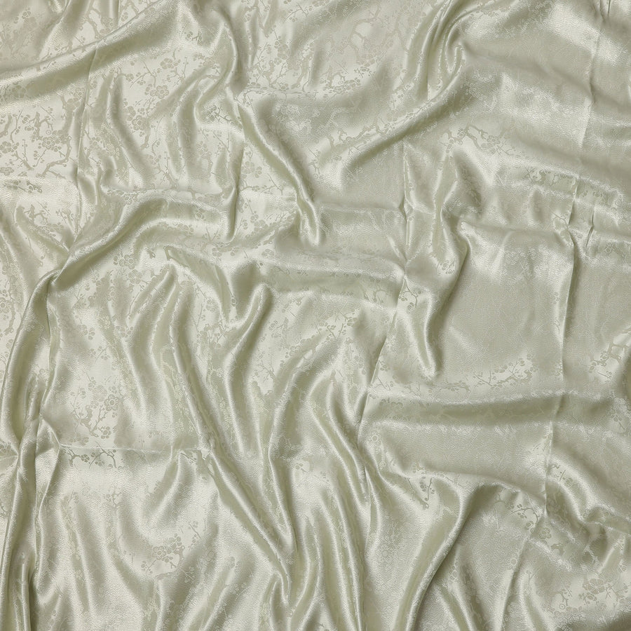 Light Beige Floral Self-Design Pure Silk Satin Fabric 140 Cms Width Made in China-D24890