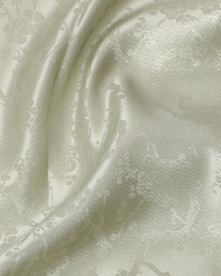 Golden Green Pure Silk Satin Fabric with Subtle Metallic Finish, 140 Cms Width, China-D25338