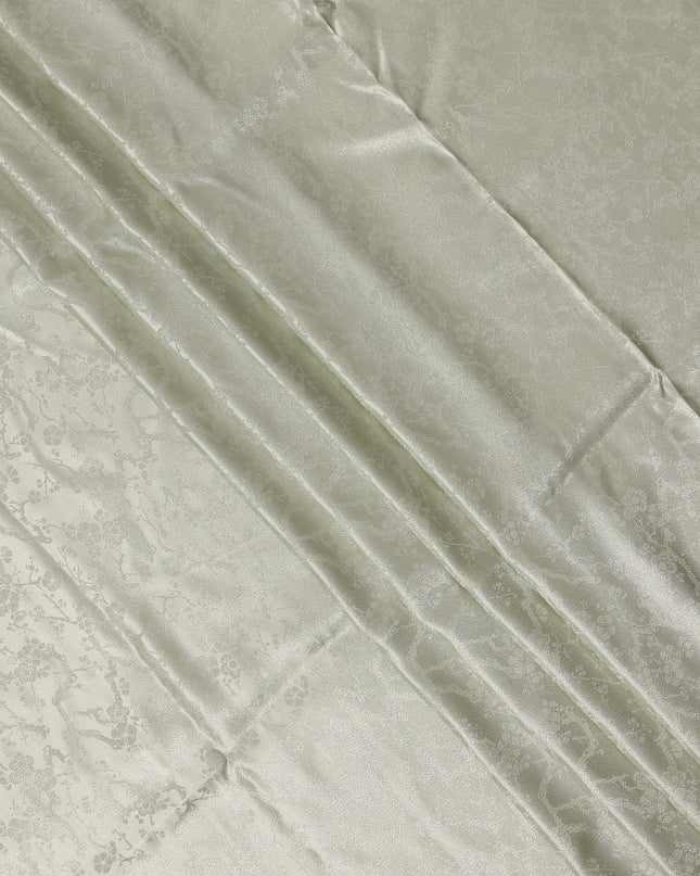 Golden Green Pure Silk Satin Fabric with Subtle Metallic Finish, 140 Cms Width, China-D25338