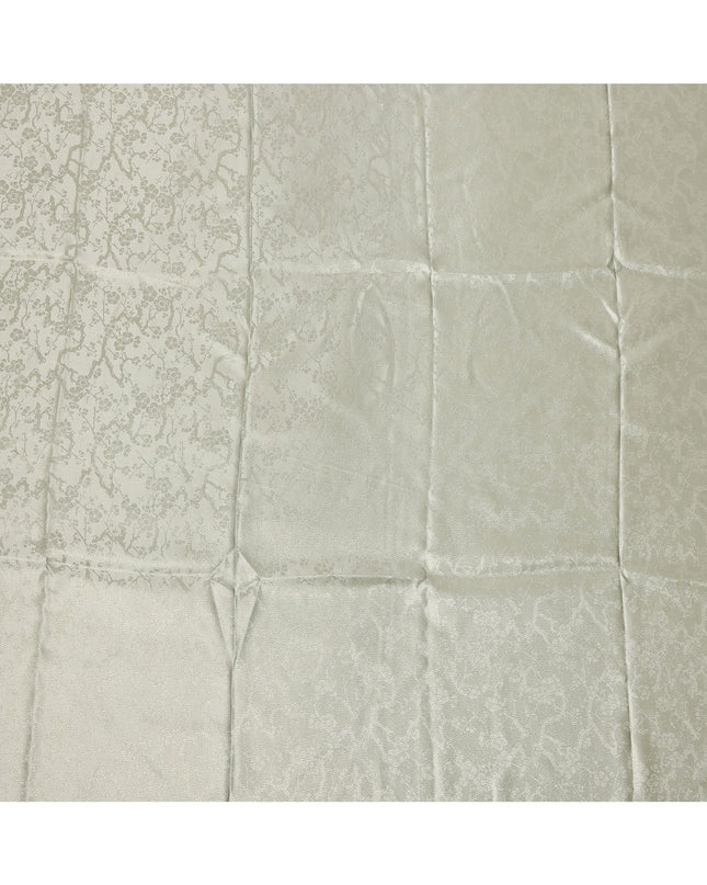 Light Beige Floral Self-Design Pure Silk Satin Fabric 140 Cms Width Made in China-D24890