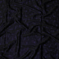 Dark Purple Floral Jacquard Pure Silk Satin Fabric with black base 140 Cms Width Made in China-D24914