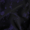 Dark Purple Floral Jacquard Pure Silk Satin Fabric with black base 140 Cms Width Made in China-D24914