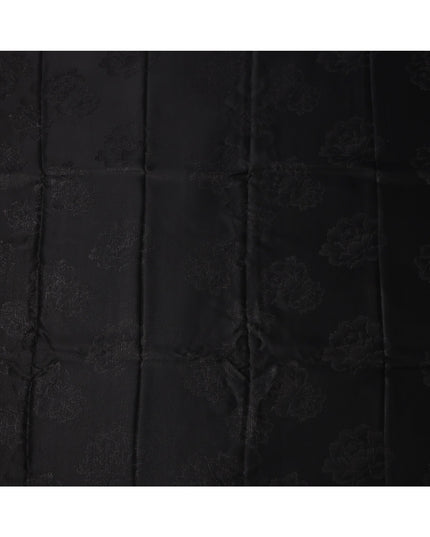 Black Floral Jacquard Pure Silk Satin Fabric 140 Cms Width Made in China-D24912