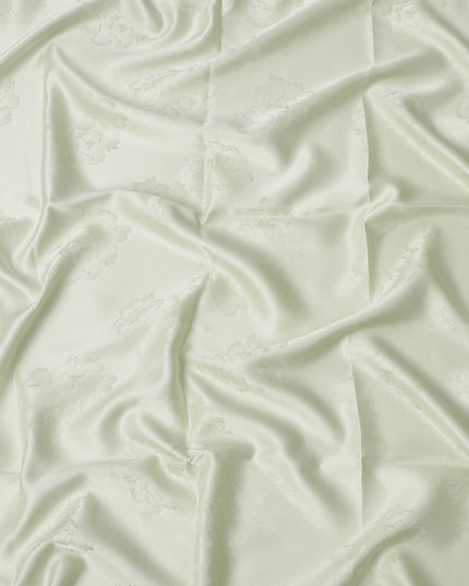 Light Green Floral Self-Design Pure Silk Satin Fabric 140 Cms Width Made in China-D24905
