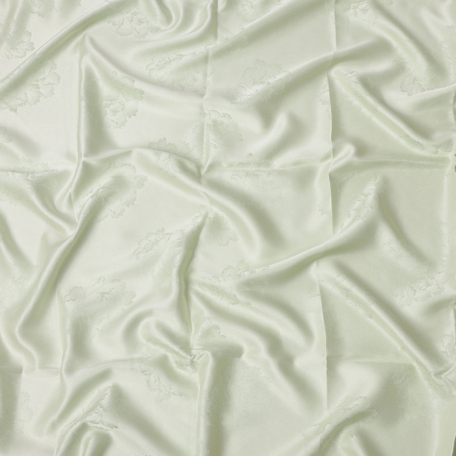 Light Green Floral Self-Design Pure Silk Satin Fabric 140 Cms Width Made in China-D24905
