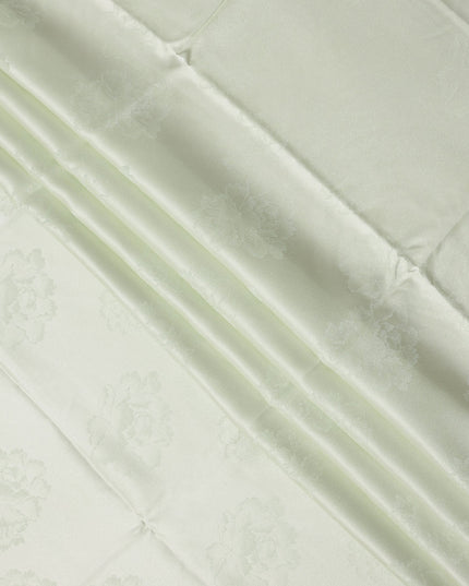 Light Green Floral Self-Design Pure Silk Satin Fabric 140 Cms Width Made in China-D24905