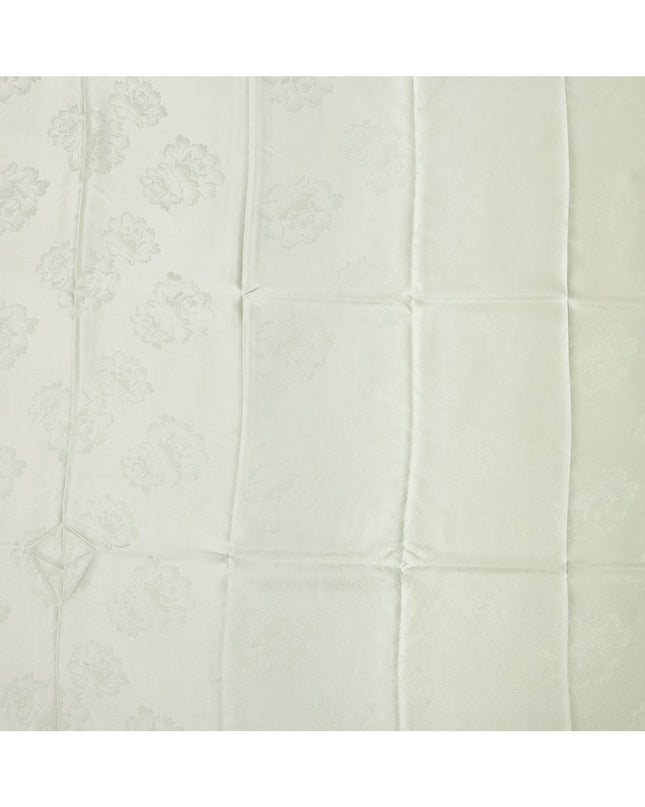 Light Green Floral Self-Design Pure Silk Satin Fabric 140 Cms Width Made in China-D24905