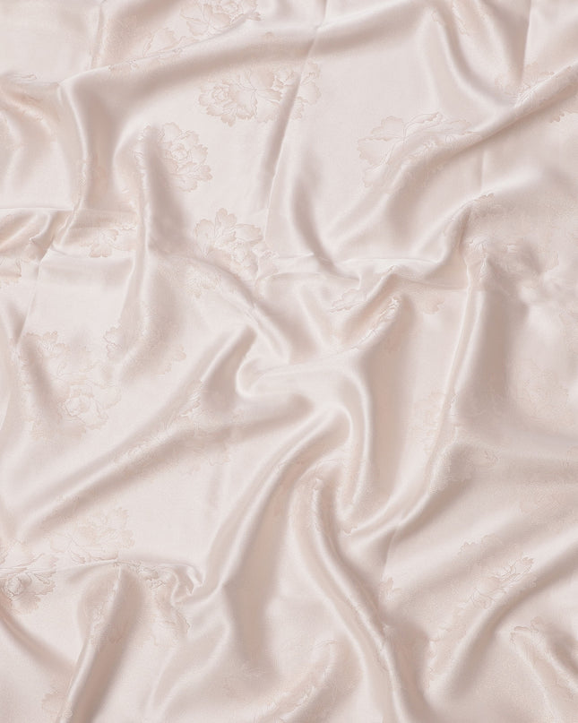 Soft Pink Floral Self-Design Pure Silk Satin Fabric 140 Cms Width Made in China-D24897