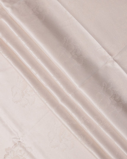 Soft Pink Floral Self-Design Pure Silk Satin Fabric 140 Cms Width Made in China-D24897