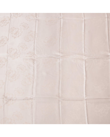 Soft Pink Floral Self-Design Pure Silk Satin Fabric 140 Cms Width Made in China-D24897