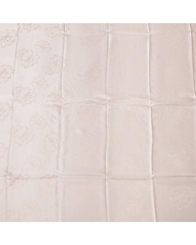 Soft Pink Floral Self-Design Pure Silk Satin Fabric 140 Cms Width Made in China-D24897