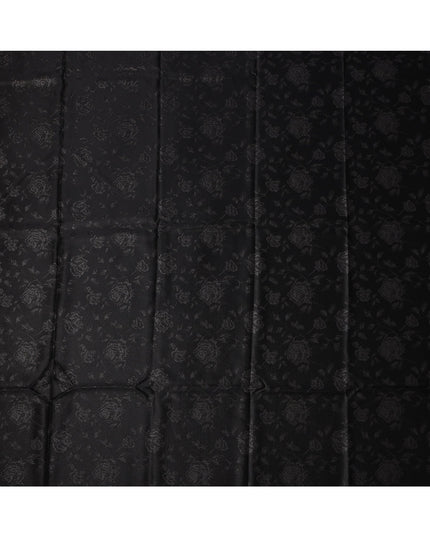 Black Floral Self-Design Pure Silk Satin Fabric 140 Cms Width Made in China-D24903