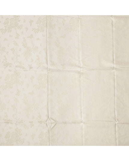 Beige Floral Self-Design Pure Silk Satin Fabric 140 Cms Width Made in China-D24884