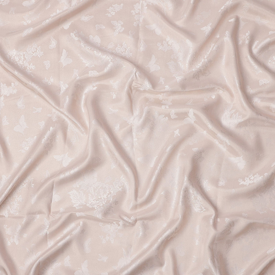Nude Butterfly Floral Jacquard Pure Silk Satin Fabric 140 Cms Width Made in China-D24911