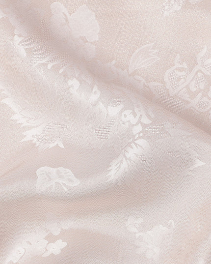 Nude Butterfly Floral Jacquard Pure Silk Satin Fabric 140 Cms Width Made in China-D24911