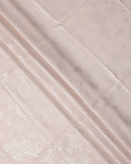 Nude Butterfly Floral Jacquard Pure Silk Satin Fabric 140 Cms Width Made in China-D24911
