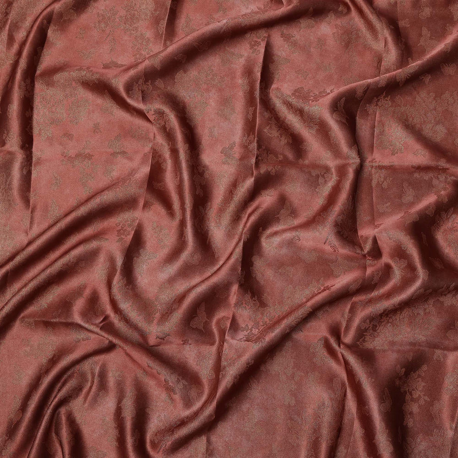 Maroon Floral Self-Design Pure Silk Satin Fabric 140 Cms Width Made in China-D24888