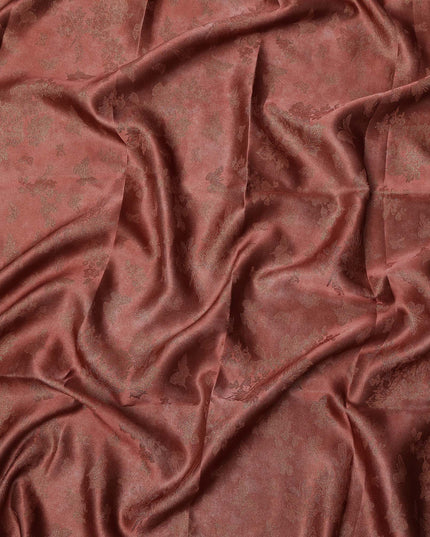 Rust Red Pure Silk Satin Fabric with Subtle Metallic Finish, 140 Cms Width, China-D25339