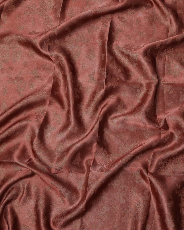 Rust Red Pure Silk Satin Fabric with Subtle Metallic Finish, 140 Cms Width, China-D25339
