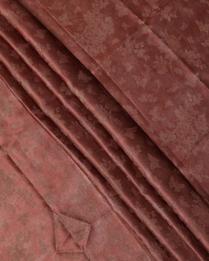 Rust Red Pure Silk Satin Fabric with Subtle Metallic Finish, 140 Cms Width, China-D25339