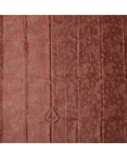 Rust Red Pure Silk Satin Fabric with Subtle Metallic Finish, 140 Cms Width, China-D25339