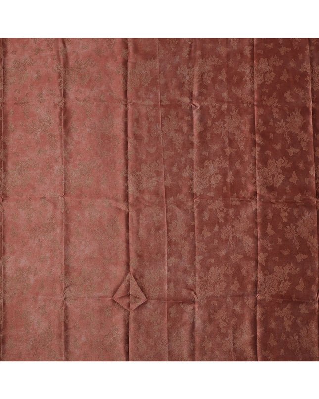 Rust Red Pure Silk Satin Fabric with Subtle Metallic Finish, 140 Cms Width, China-D25339