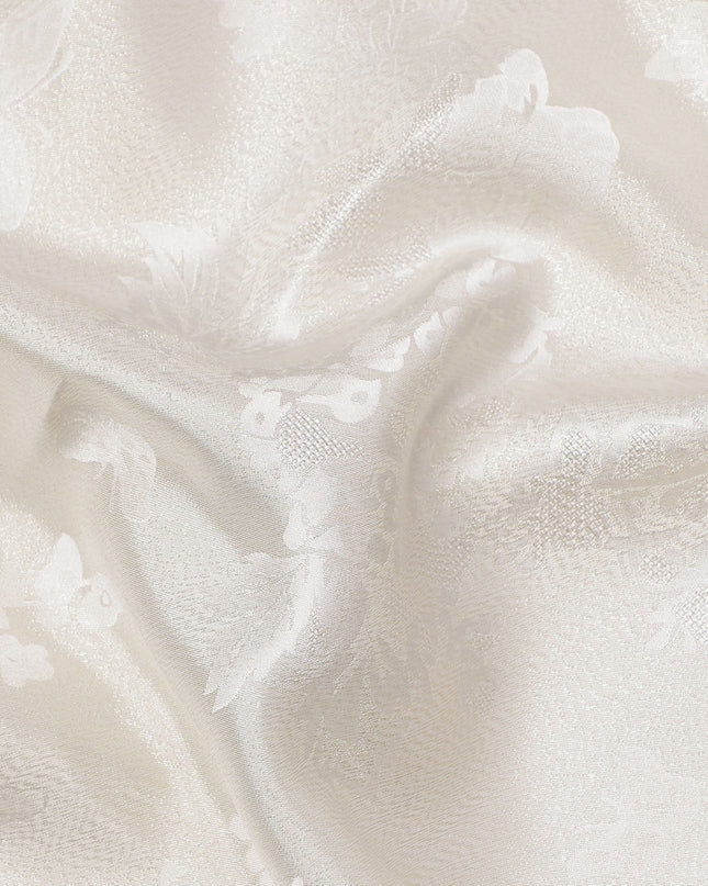 Cream Pure Silk Satin Fabric with Subtle Metallic Finish, 140 Cms Width, China-D25337