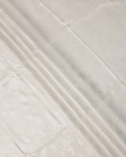 Cream Pure Silk Satin Fabric with Subtle Metallic Finish, 140 Cms Width, China-D25337