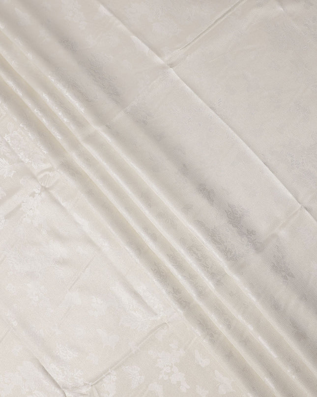 Cream Pure Silk Satin Fabric with Subtle Metallic Finish, 140 Cms Width, China-D25337