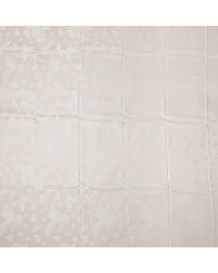 Cream Pure Silk Satin Fabric with Subtle Metallic Finish, 140 Cms Width, China-D25337