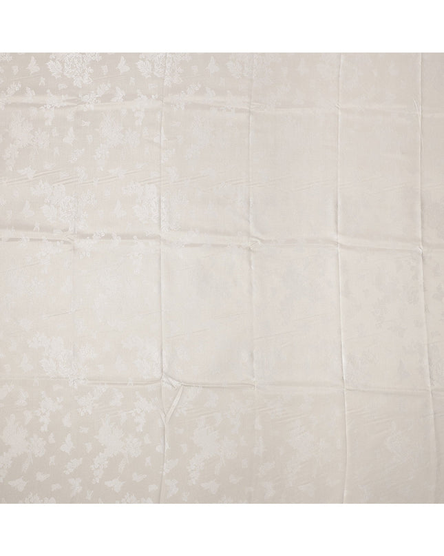 Cream Pure Silk Satin Fabric with Subtle Metallic Finish, 140 Cms Width, China-D25337