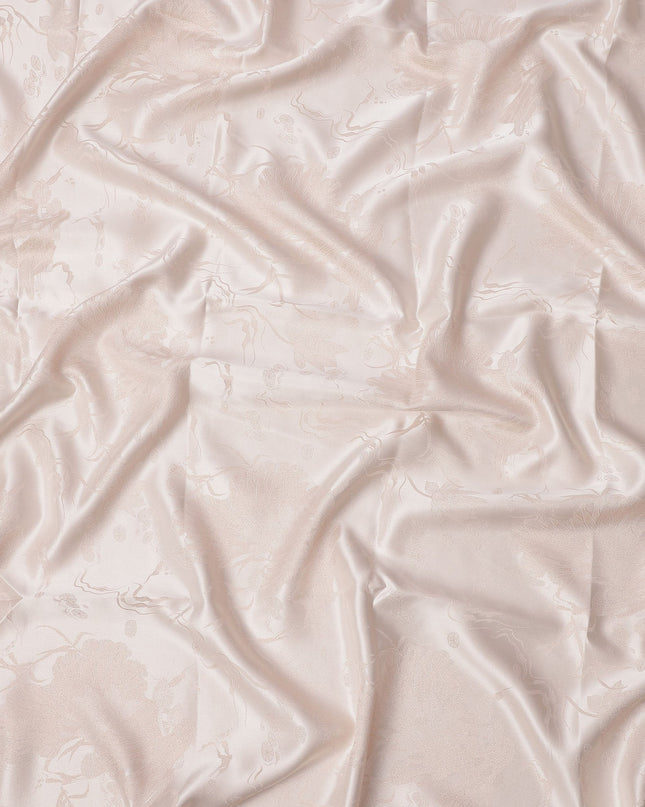 قماش ساتان حريري نقي بتصميم زهور بلون بيج فاتح، عرض 140 سم، صنع في الصين - D24902