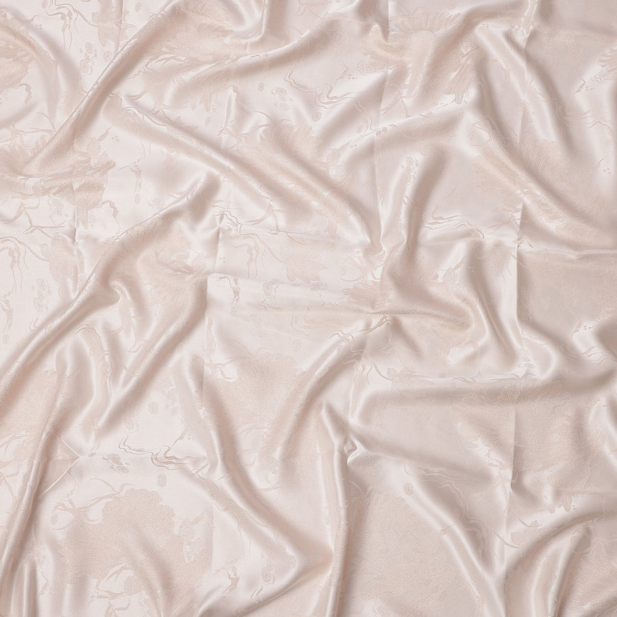 قماش ساتان حريري نقي بتصميم زهور بلون بيج فاتح، عرض 140 سم، صنع في الصين - D24902