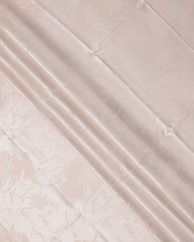 قماش ساتان حريري نقي بتصميم زهور بلون بيج فاتح، عرض 140 سم، صنع في الصين - D24902