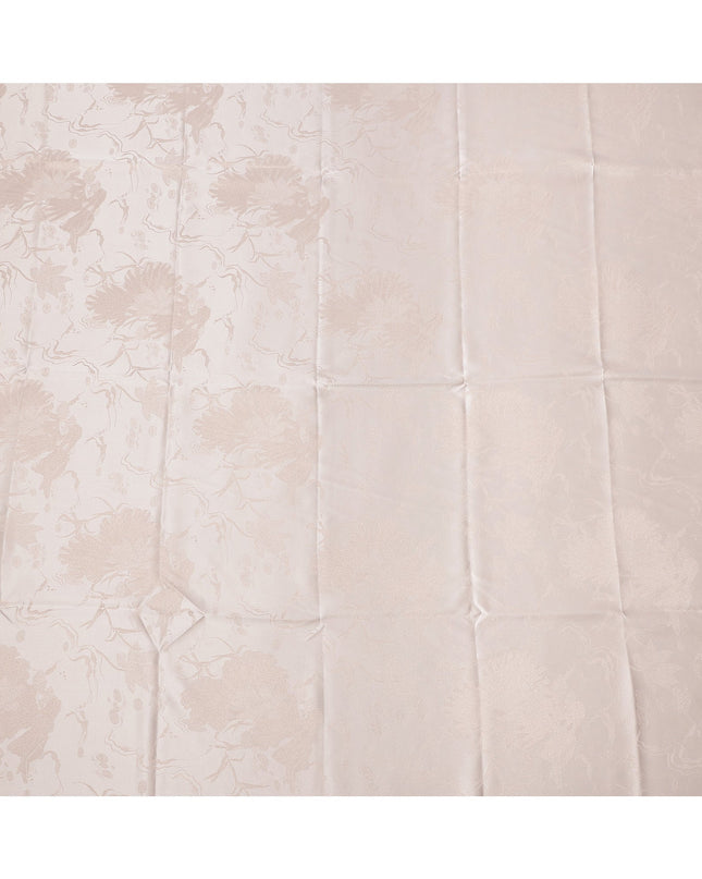 قماش ساتان حريري نقي بتصميم زهور بلون بيج فاتح، عرض 140 سم، صنع في الصين - D24902