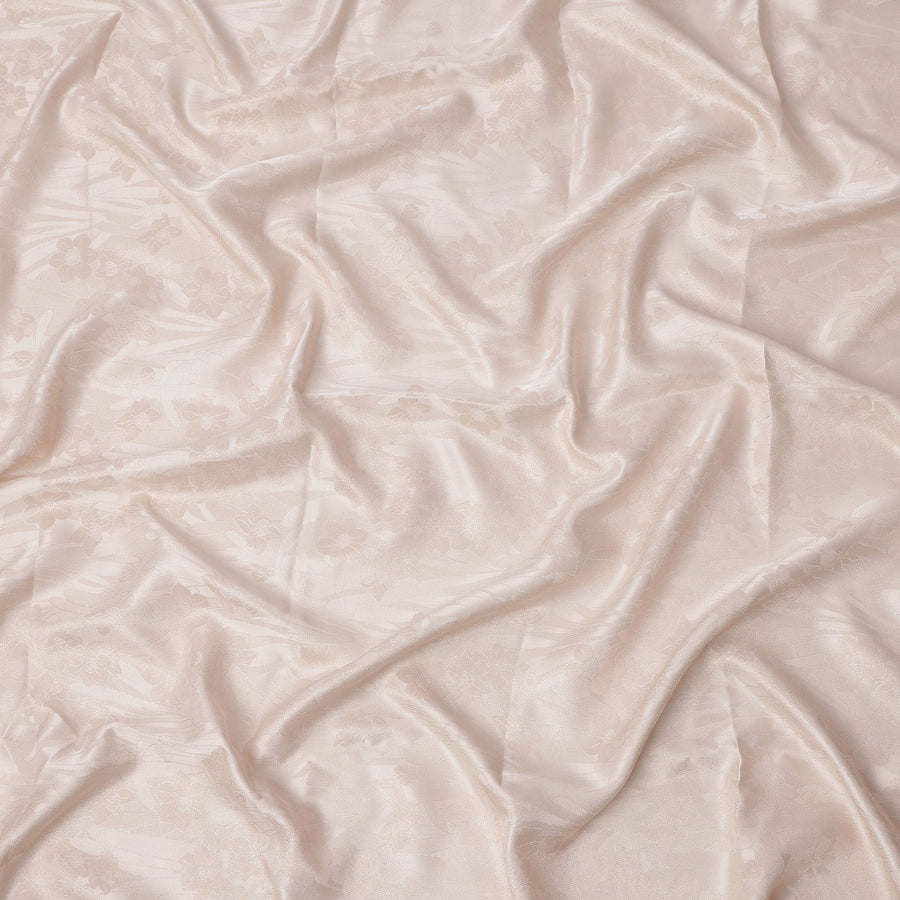 Light Pink Floral Jacquard Pure Silk Satin Fabric 140 Cms Width Made in China-D24913