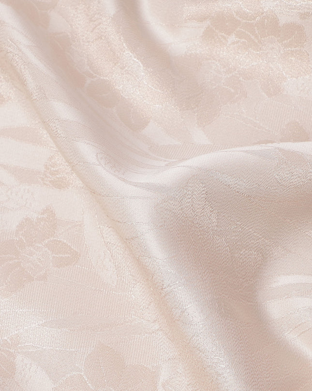 Light Pink Floral Jacquard Pure Silk Satin Fabric 140 Cms Width Made in China-D24913