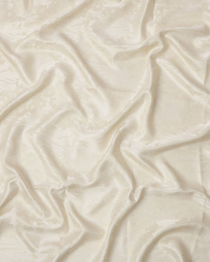 Cream Floral Self-Design Pure Silk Satin Fabric 140 Cms Width Made in China-D24895