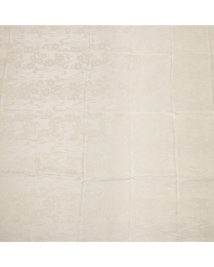 Cream Floral Self-Design Pure Silk Satin Fabric 140 Cms Width Made in China-D24895