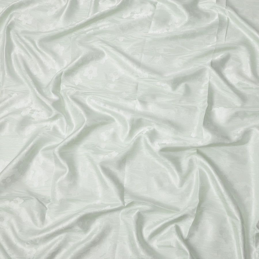 Mint Green Pure Silk Satin Fabric with Subtle Metallic Finish, 140 Cms Width, China-D25336