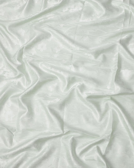 Mint Green Floral Self-Design Pure Silk Satin Fabric 140 Cms Width Made in China-D24898