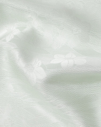 Mint Green Pure Silk Satin Fabric with Subtle Metallic Finish, 140 Cms Width, China-D25336