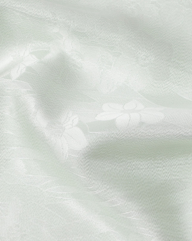 Mint Green Pure Silk Satin Fabric with Subtle Metallic Finish, 140 Cms Width, China-D25336
