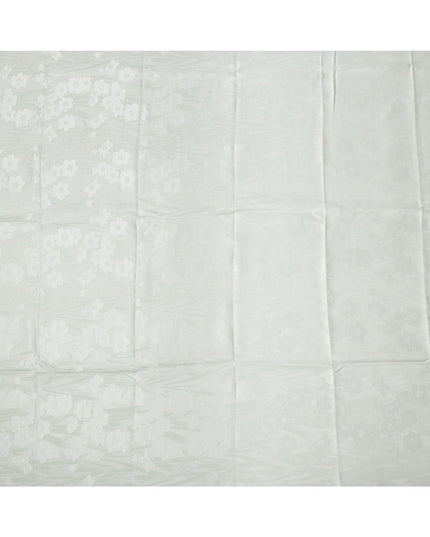 Mint Green Floral Self-Design Pure Silk Satin Fabric 140 Cms Width Made in China-D24898