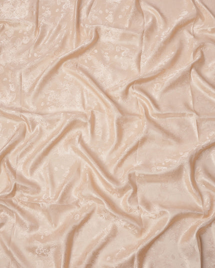 Peach Floral Self-Design Pure Silk Satin Fabric 140 Cms Width Made in China-D24906