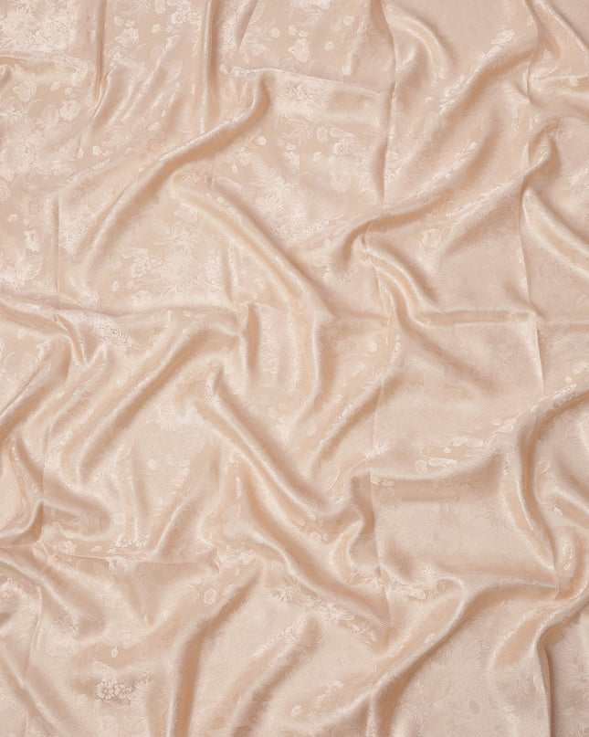 Peach Floral Self-Design Pure Silk Satin Fabric 140 Cms Width Made in China-D24906