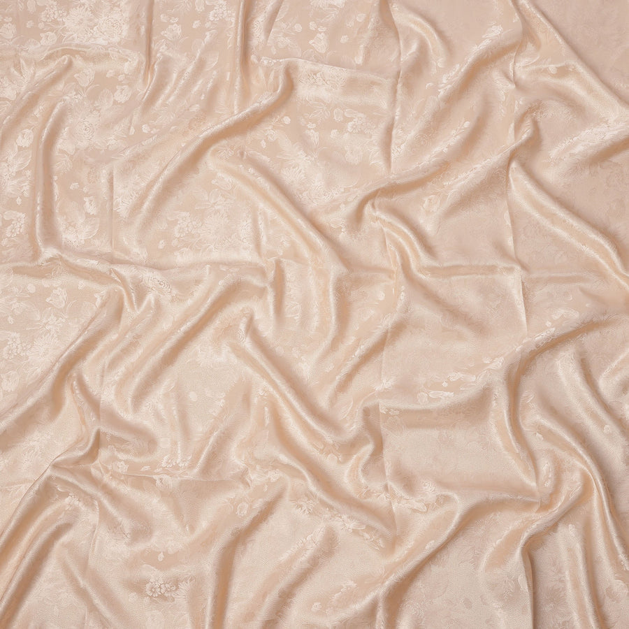 Peach Floral Self-Design Pure Silk Satin Fabric 140 Cms Width Made in China-D24906